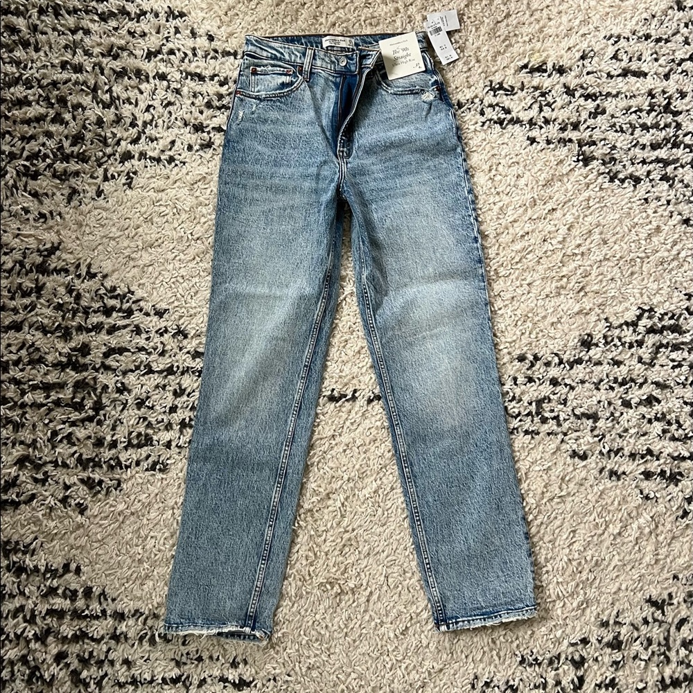 A&F Vintage Stretch Denim Ultra High Rise 90s Straight Jeans - Size 27 or 4L